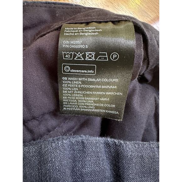 H&M Women's Blue 100% Linen Pants Straight Leg Size 33R High Rise - Picture 4 of 8